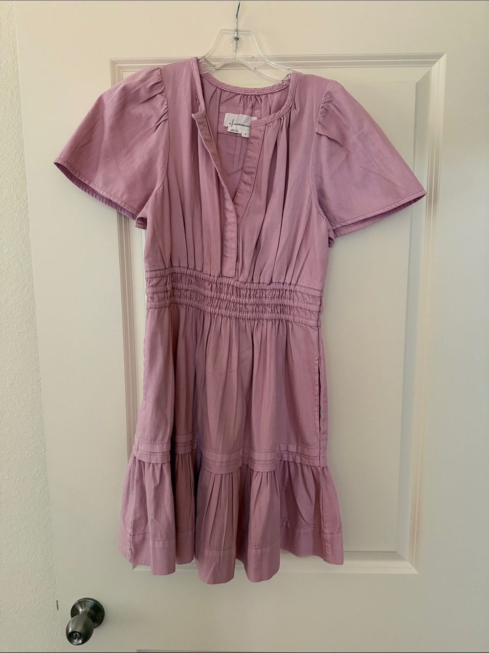 Anthropologie Lavender Smocked Waist Tiered Dress